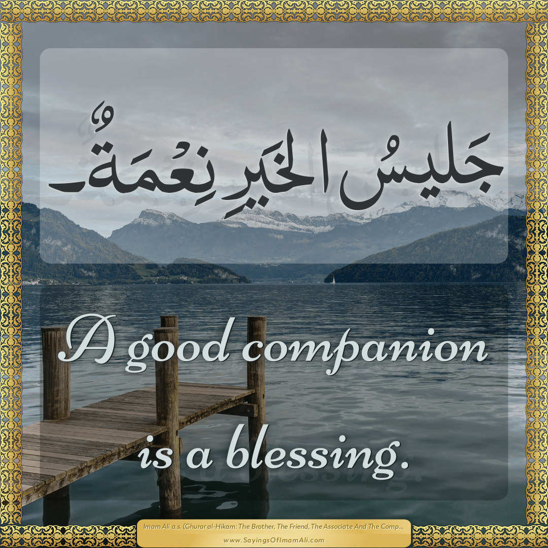 A good companion is a blessing.